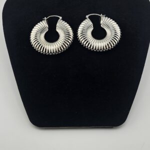 Silver Round Ridget earrings Lg